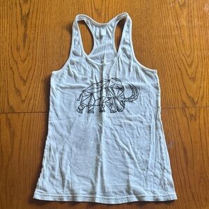 White Tank Top with Geometric Rhino Design